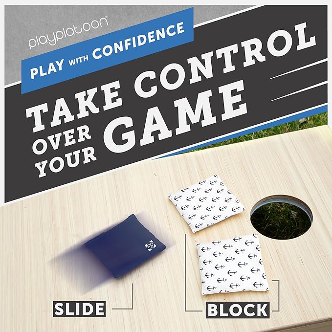 Professional Cornhole Bags - Set of 8 Regulation All Weather Double Sided - Sticky Side/Slick Side Bean Bags for Pro Corn Hole Game