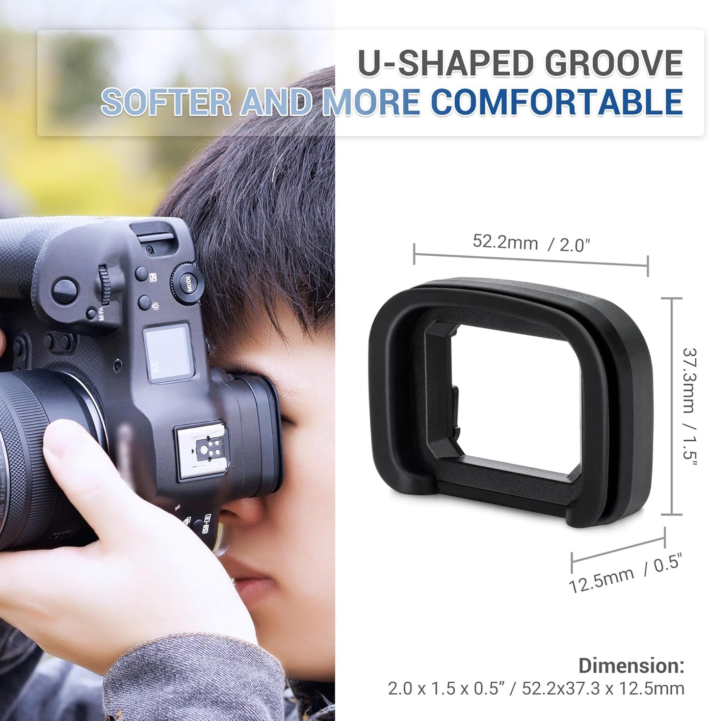 2-Pack R3 JJC ER-H Soft Eyecup Eye Cup Eyepiece Viewfinder & RF Mount Body Cap Rear Lens Cover Cap for Canon EOS Camera