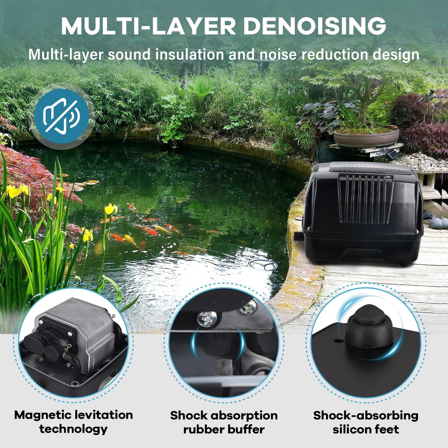 Hygger Linear Air Pump - Powerful & Quiet Commercial Pond Aerator for Koi Ponds, Fish Farms & Aquariums