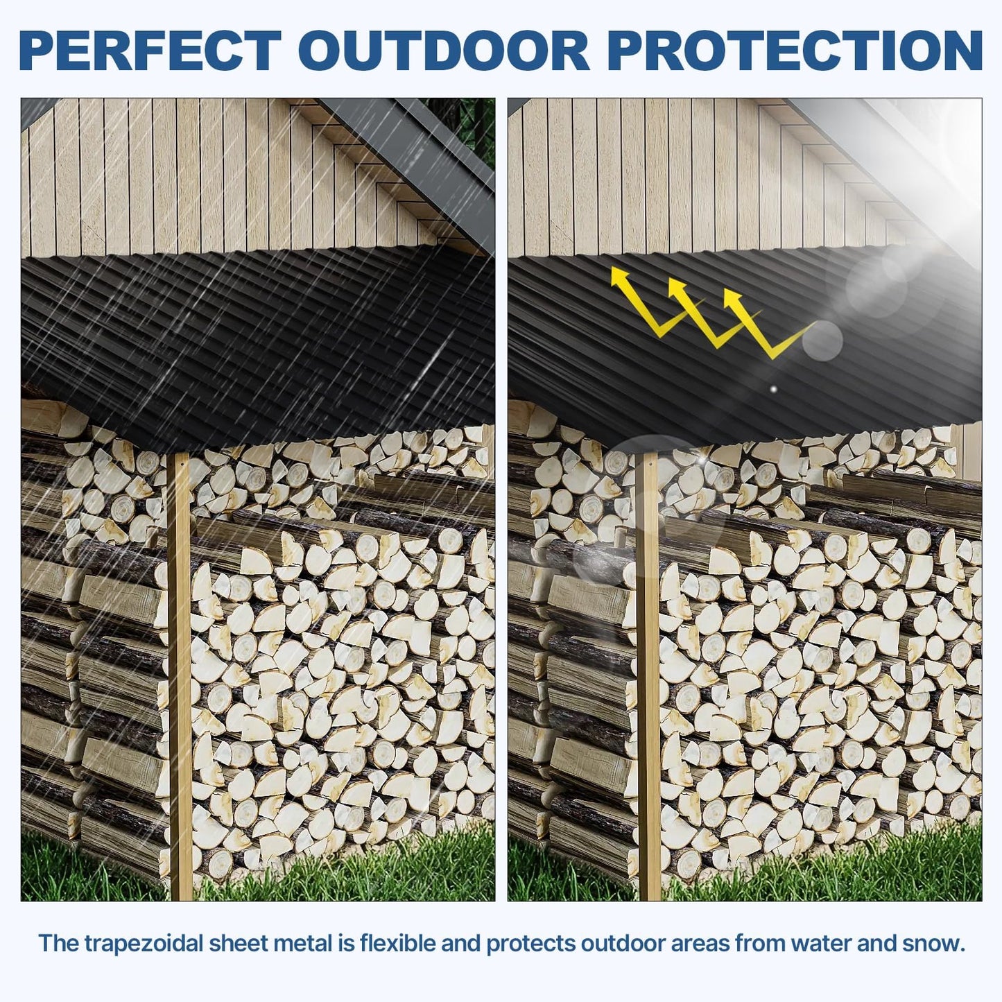 18 Pcs Metal Roof Panels, 18"×43" Metal Siding Panels with 200 Screws and Glove, Corrugated Roofing Panel, for Garages, Sheds, Chicken Coop, Patio, Black