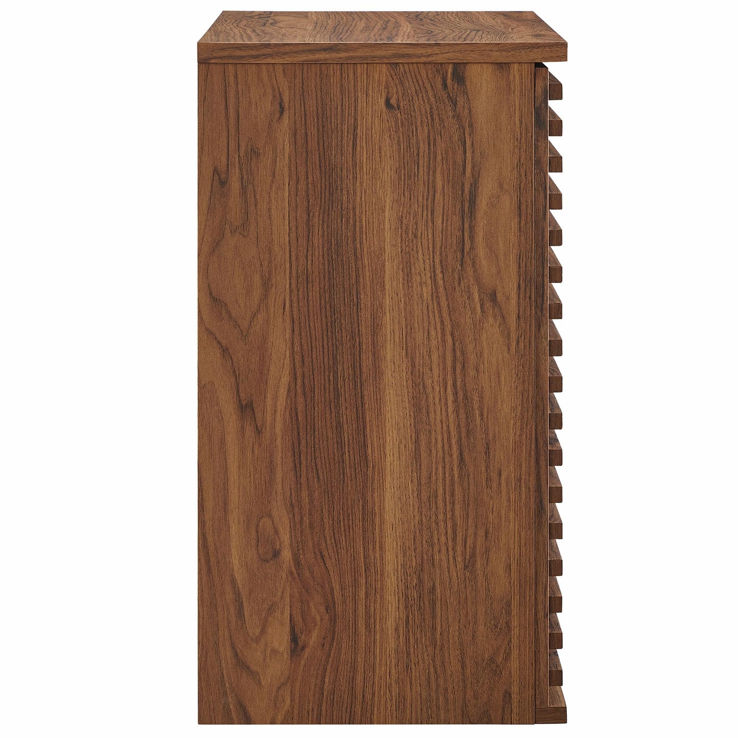 Modway Render Wall Mounted Bathroom Cabinet in Walnut - 23.5 Inch Compact Wall Storage with Slatted Doors and Adjustable Shelves for Bathroom or Laundry Room