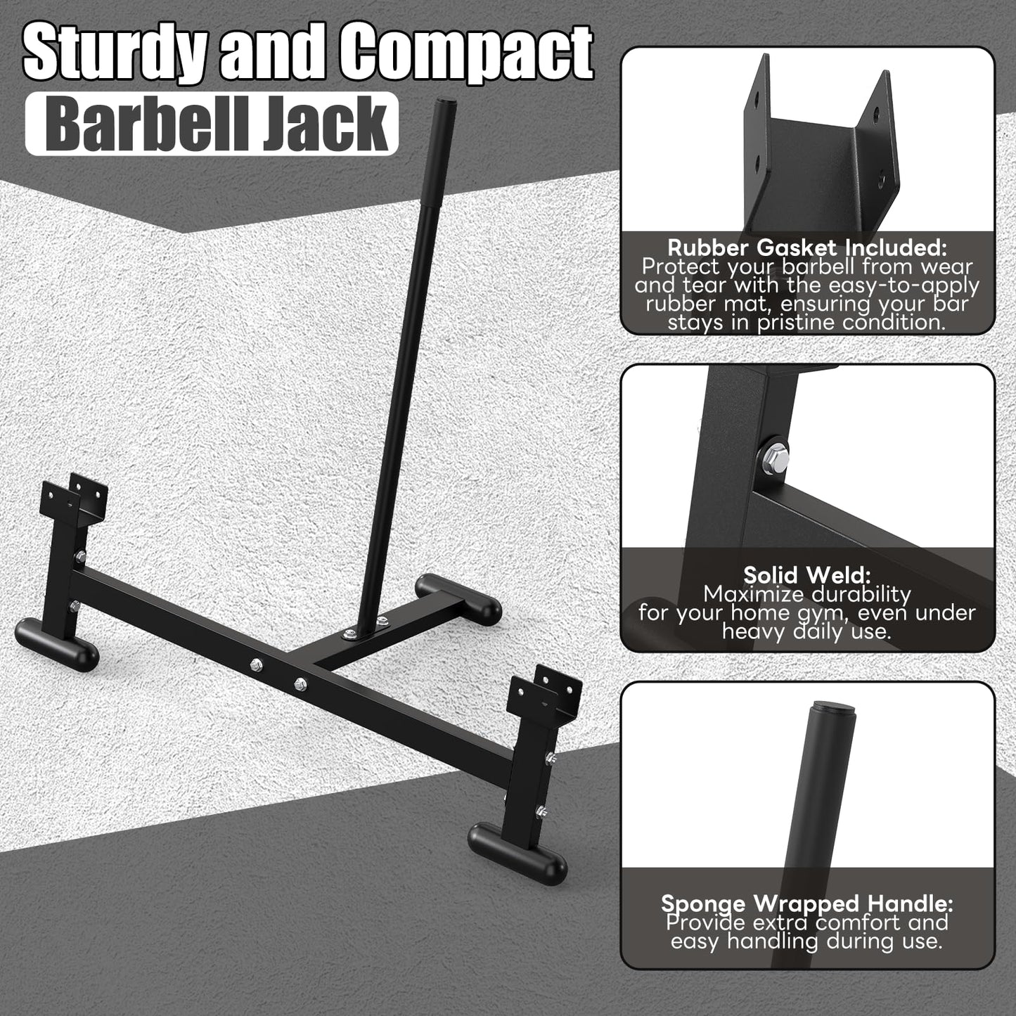 Heavy Duty Barbell Weight Changer – Iron Weight Lifting Stand, 1984 lbs Capacity, 42.5" x 10" x 18", Includes Soft Rubber Pads for Protection Barbell Jack