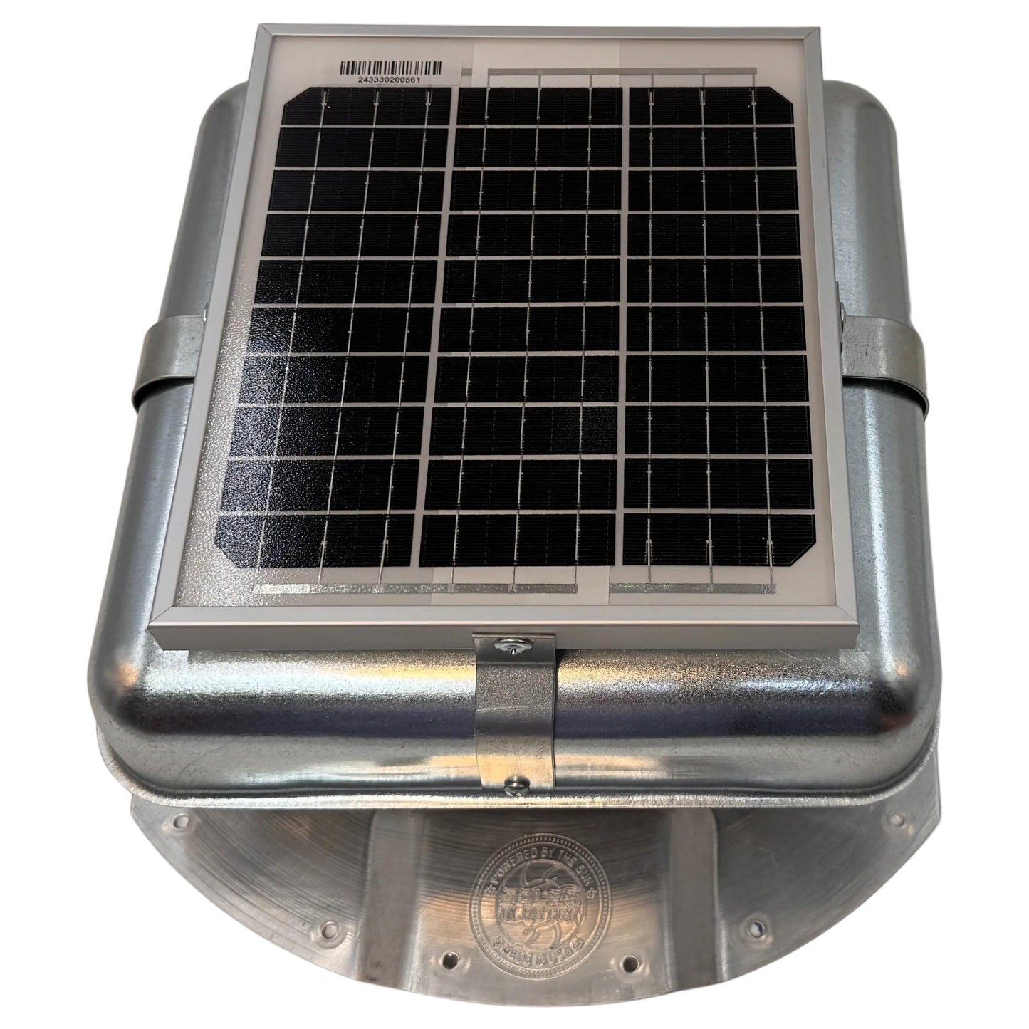 Solar Blaster Solar Mega RoofBlaster for 3.5" ribbed Conex Shipping Container Vent (Galvanized) | Solar Roof Vent Fan for Shipping Container Shipping Container Accessories Storage Container Vent