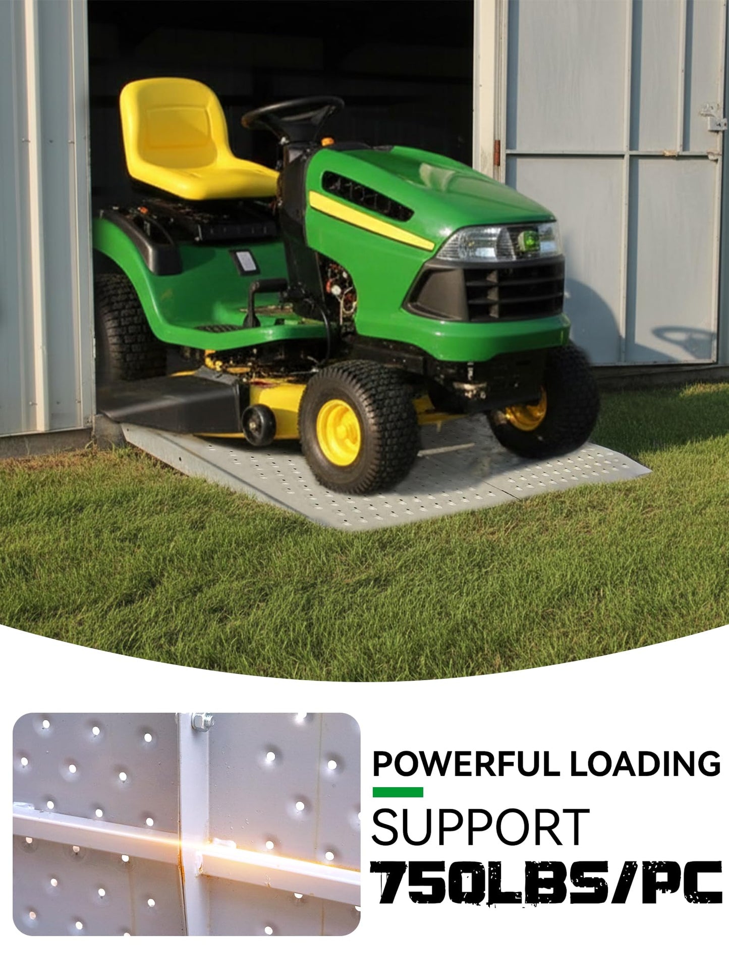 Shed Ramp for Riding Mower - 29" x 48" Heavy-Duty Shed Ramps Kit for Snow Blower, 1500LBs Anti-Slip Metal Loading Ramps for Shed for UTV, Motorcycles, Lawnmower, Garages & Barns, 2PC