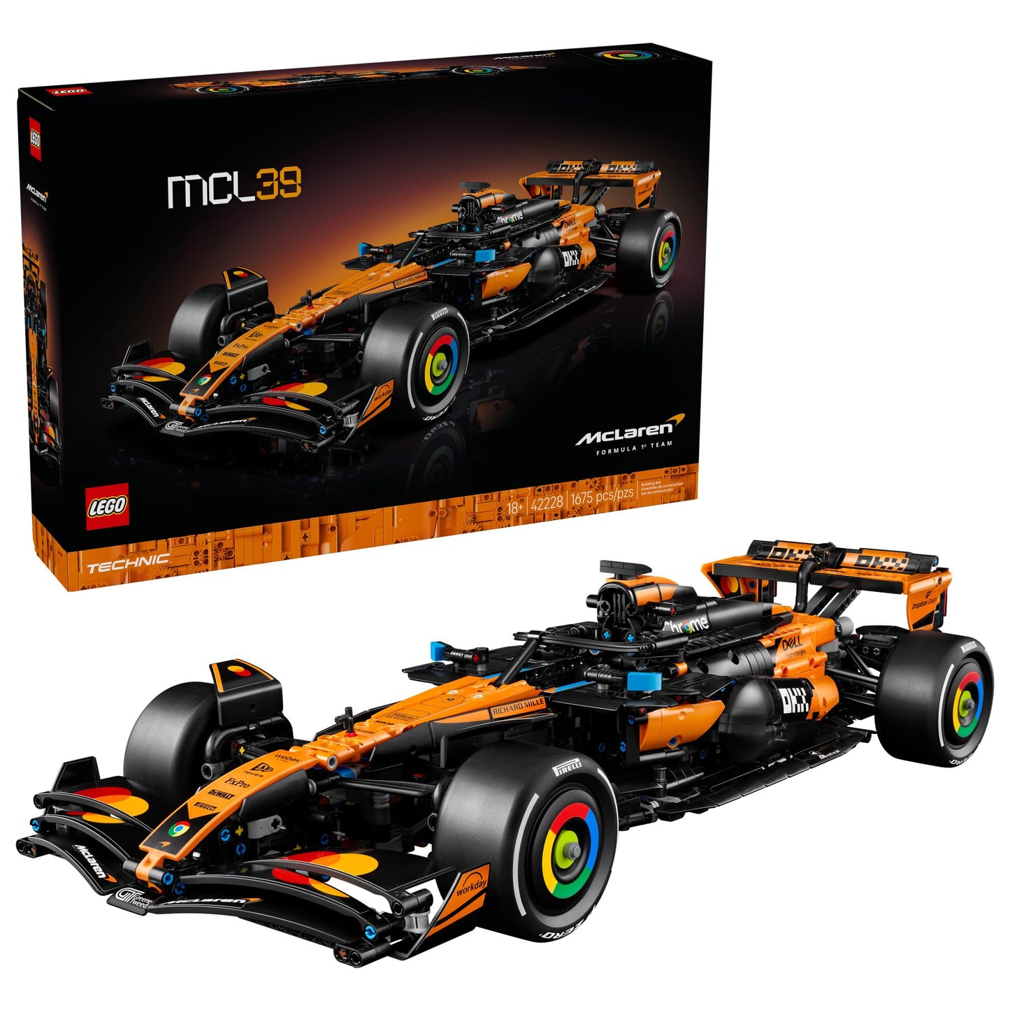 LEGO Technic McLaren MCL39 F1 Car Building Set for Adults - Room or Office Decor for Men & Women, Ages 18+ - Gifts for Fathers Day - Authentic Details - 42228