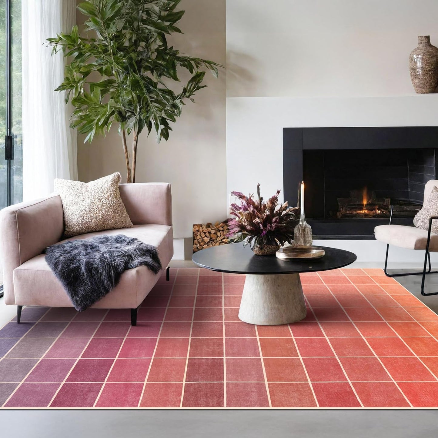 Skiennix Mid Century Modern Ombre Rug - Colorful 6x9 Washable Area Rug for Living Room & Nursery