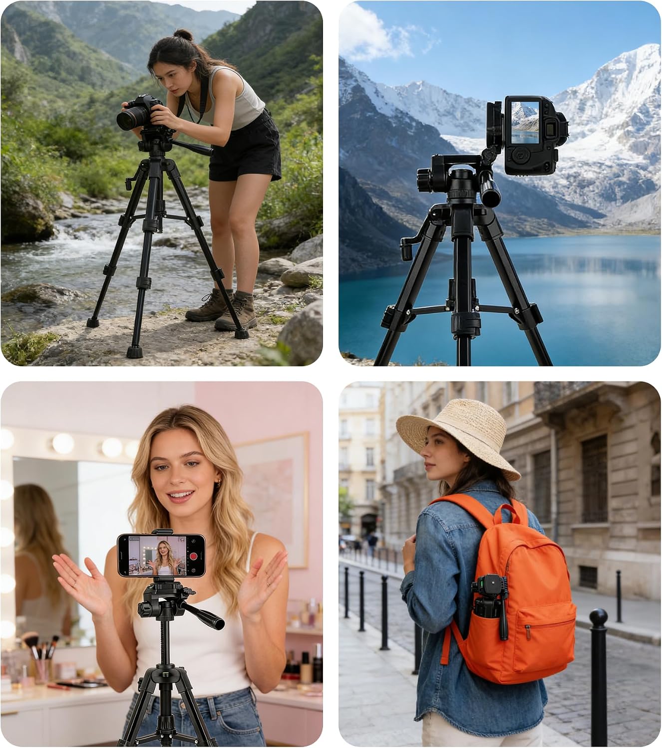 Artisorama 25'' Mini Tripod for Camera, Small Tabletop Travel Camera Stand, Compact Portable Desk Lightweight Tripods