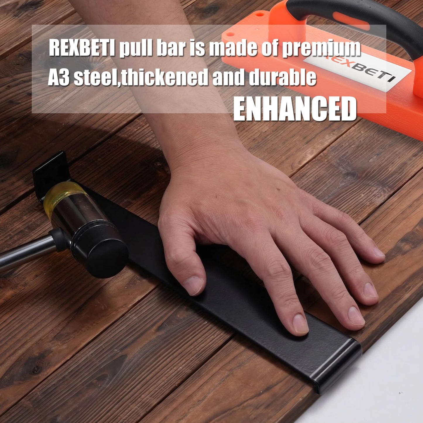 REXBETI Laminate Wood Flooring Installation Kit, LVP Installation Kit, Vinyl Flooring Tools - Tapping Block with Handle, Pull Bar, Double-Faced Mallet and Spacers