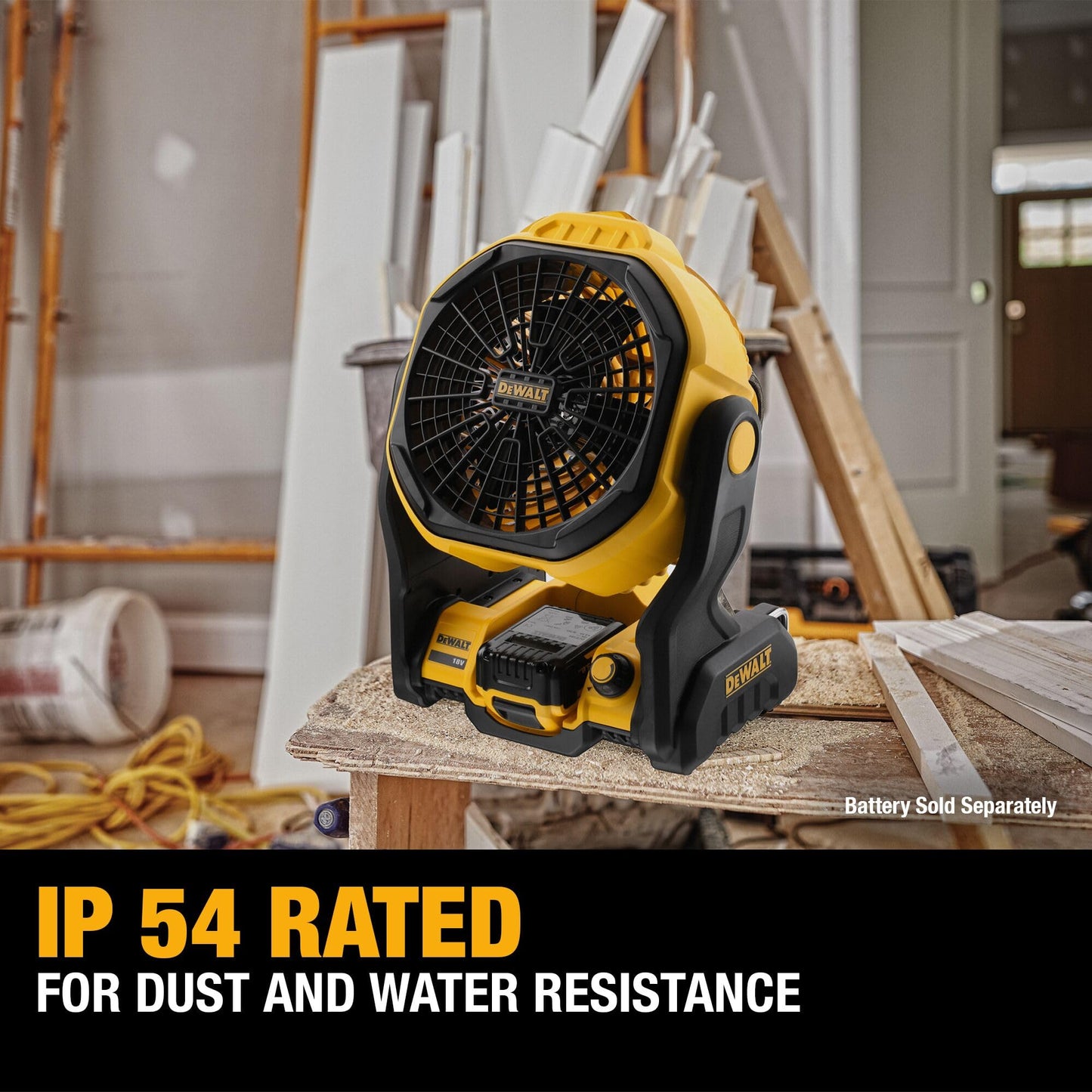 DEWALT 20V MAX Portable Fan, Battery Powered Rechargeable Cordless Shop Fan, Up to 4.5 Hrs Runtime, Variable Speed, 650 CFM, Tool Only (DCE512B)