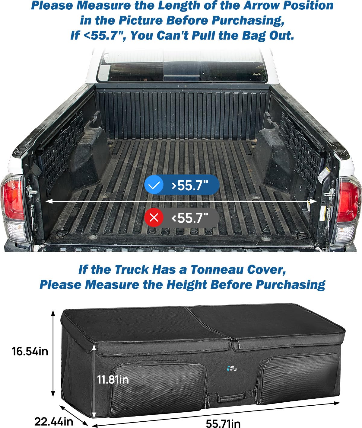 JOYTUTUS Truck Bed Cargo Box Organizer for Pickup, Truck Bed Cargo Bag, Storage Organizer Carrier Accessories for Groceries, Golf, Easily Slide in and Out, Easy Access