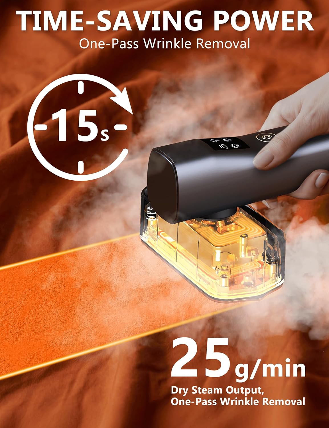 Skiennix Portable Handheld Garment Steamer - 200ml Capacity, 1000W Fast Heat-Up, Leak-Proof Design | Black & Gold
