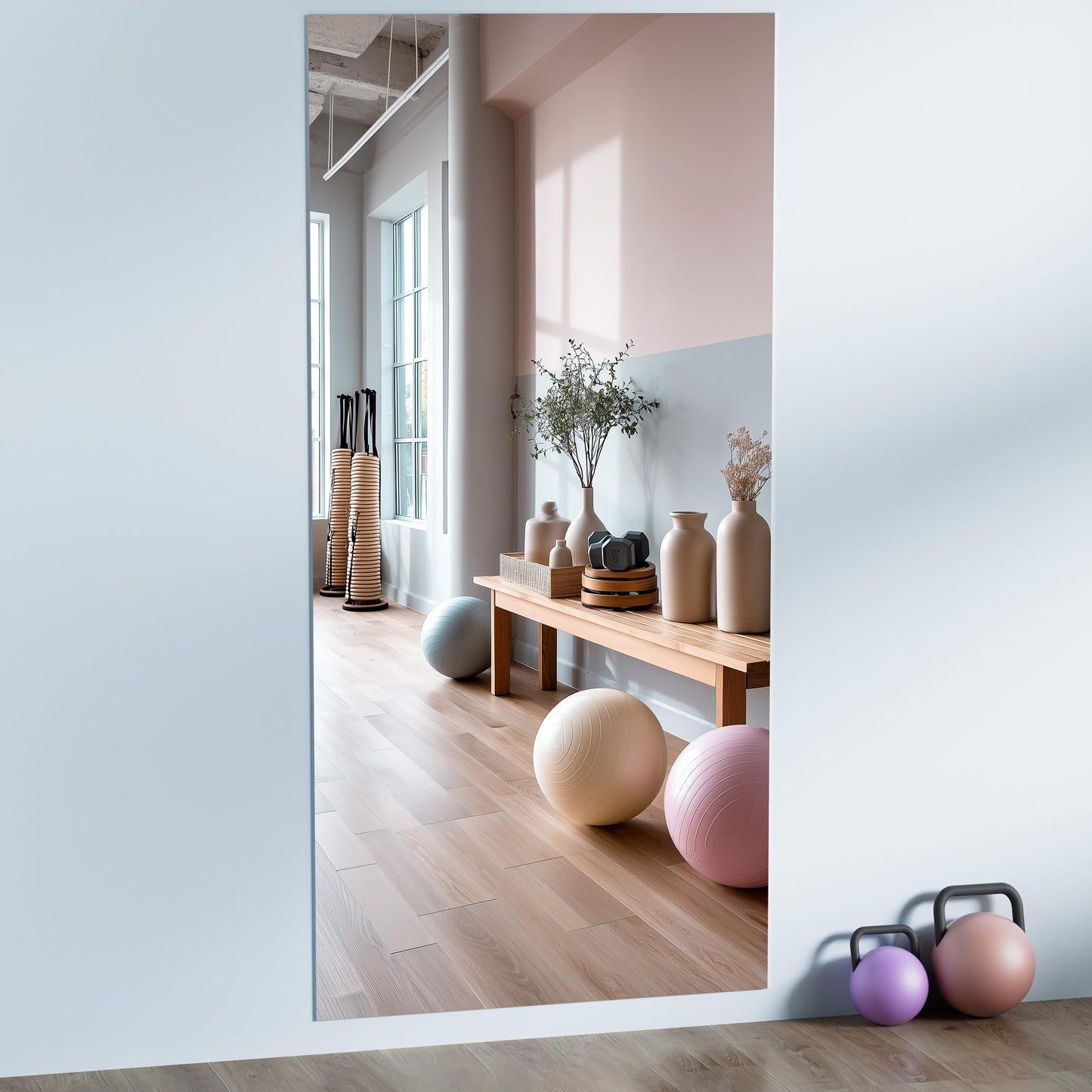 Hasipu Home Gym Workout Mirror 83" L x 39" W-1pcs Large Full Length Mounted Full Body Frameless Mirror for Workout, Yoga, Garage, Bedroom, Dance