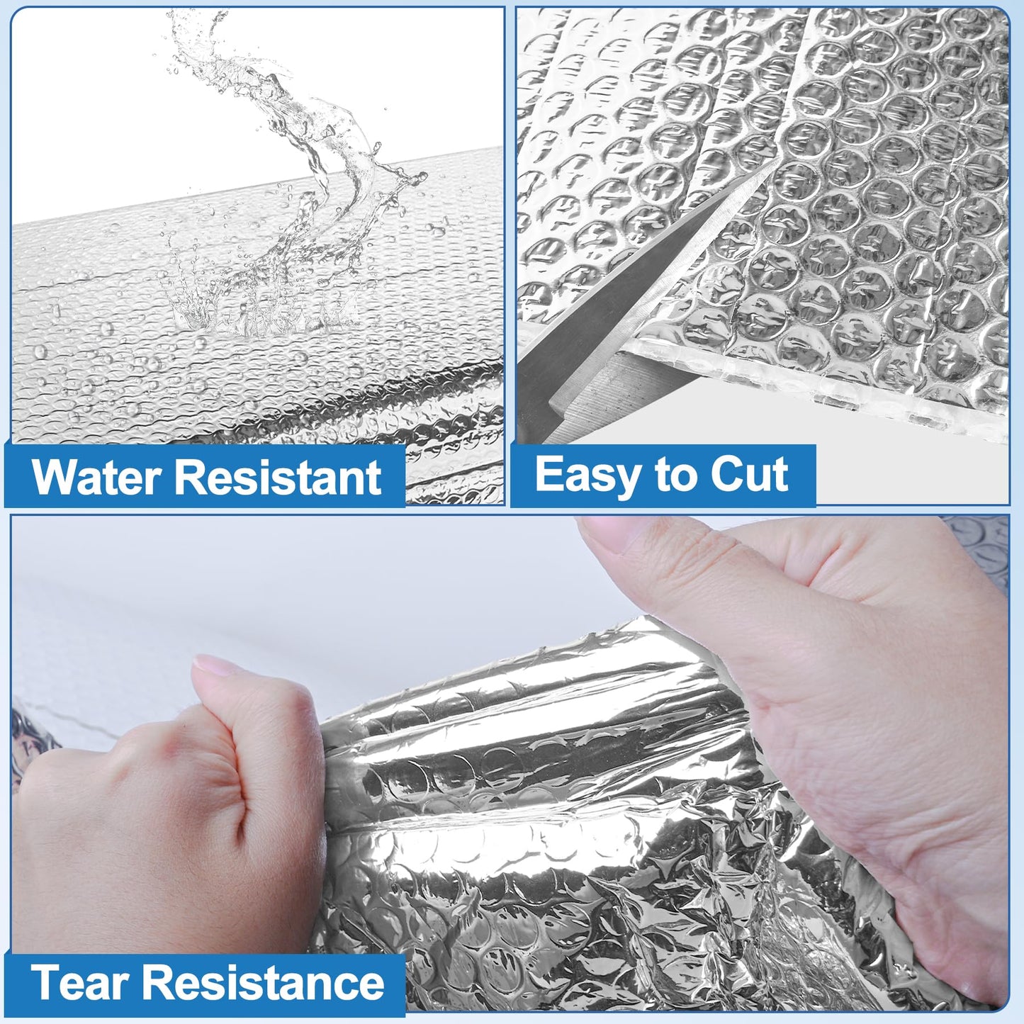 ToLanbbt Garage Door Insulation Kit 16P Double Bubble Window Heat Insulation Panels, 6MM 24" x 48" Reflective Aluminum Foil Summer/Winter Barrier Sheets with 120 Adhesive Tapes for Garage Attic Wall