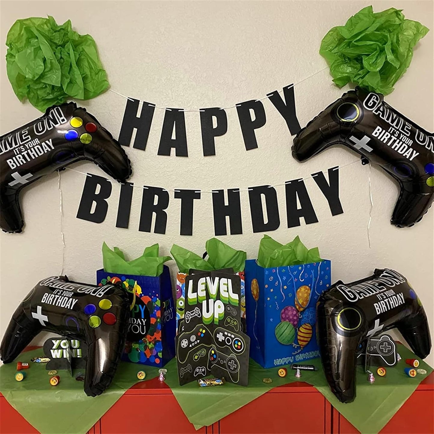 Skiennix Video Game Party Balloons - Giant Controller Mylar Foil Balloons | 5-Piece Set for Kids' Birthday Celebrations