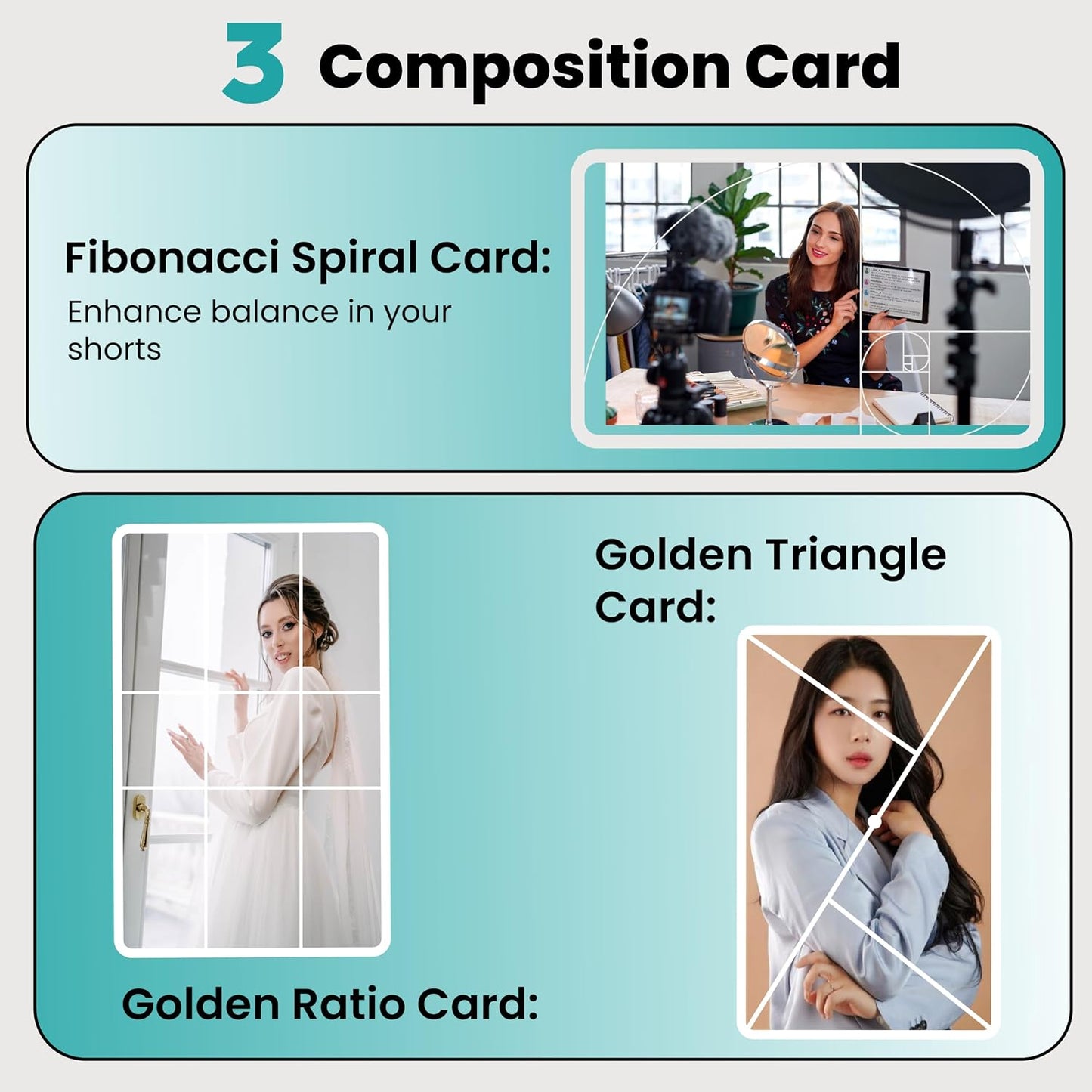 Fibonacci View Finder for Artists & Photographers - Golden Ratio Viewer - Fibonacci Composition View Finder |
