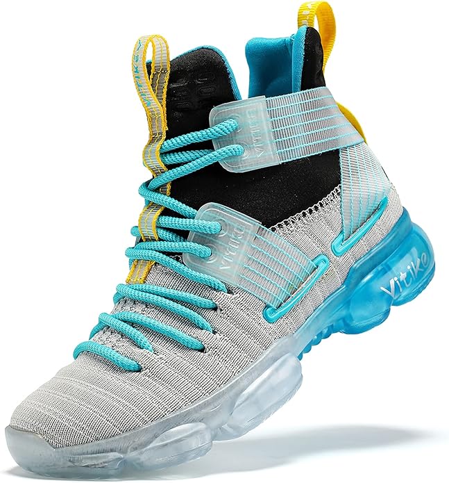 VITUOFLY Kids Basketball Shoes Boys Air Cushion Sneakers Girls Mid Top School Hoops Shoes Non-Slip Outdoor Sports Running Gym Comfortable Durable Little Kid/Big Kid