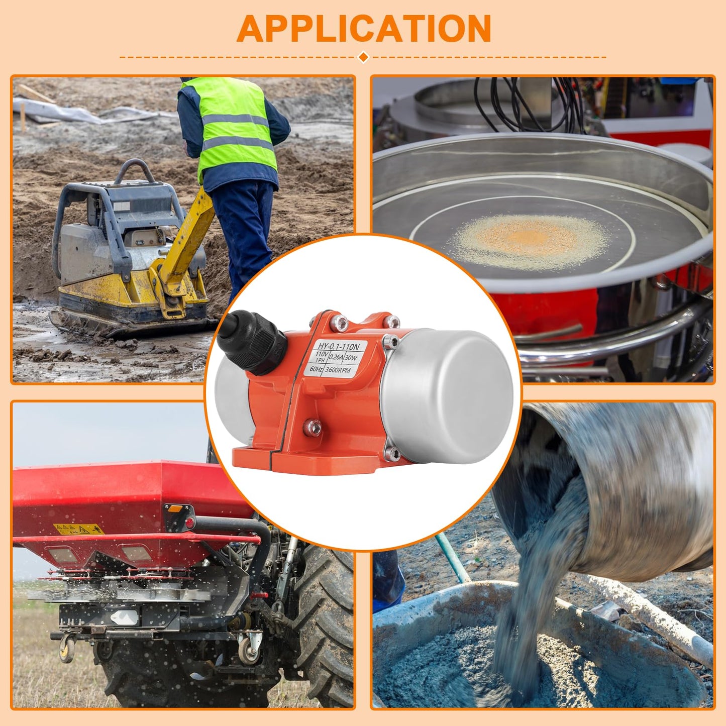 30W Concrete Vibrator Screen with Speed Controller and US Plug and 250W Concrete Vibrator Vibration Motor