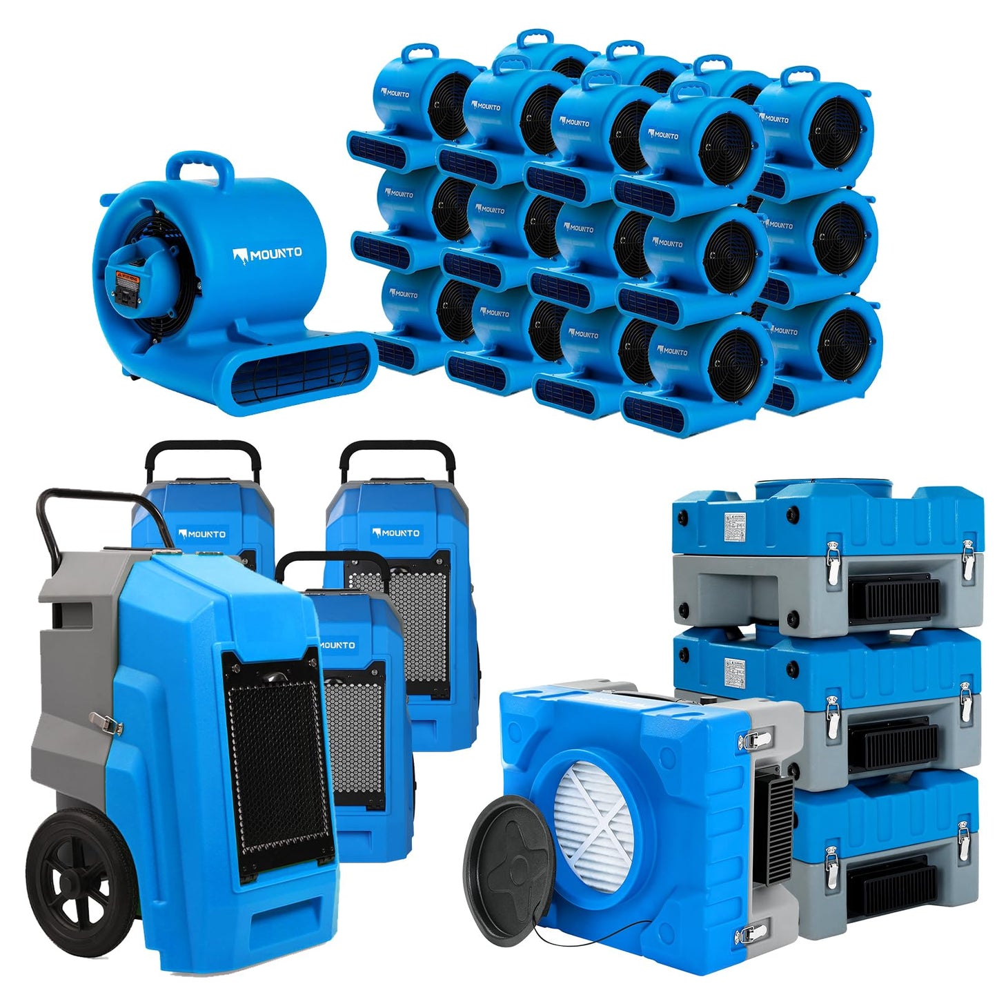 MOUNTO Water Damage Restoration Combo Package Deals (24xAir Mover, 4X Air Scrubber, 4X LGR Dehumidifiers)