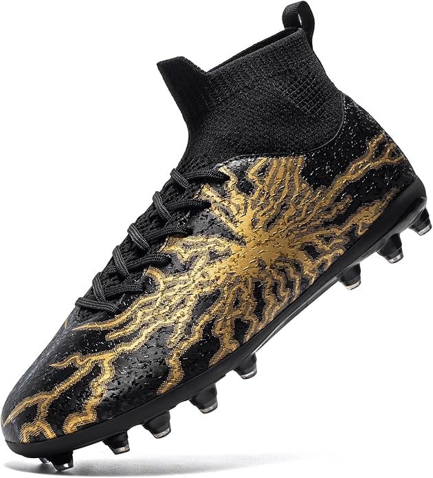 Kids Soccer Cleats Boys Girls Training Football Cleats Youth High-top Soccer Shoes for Little/Big Professional Athletic Outdoor Football Shoes