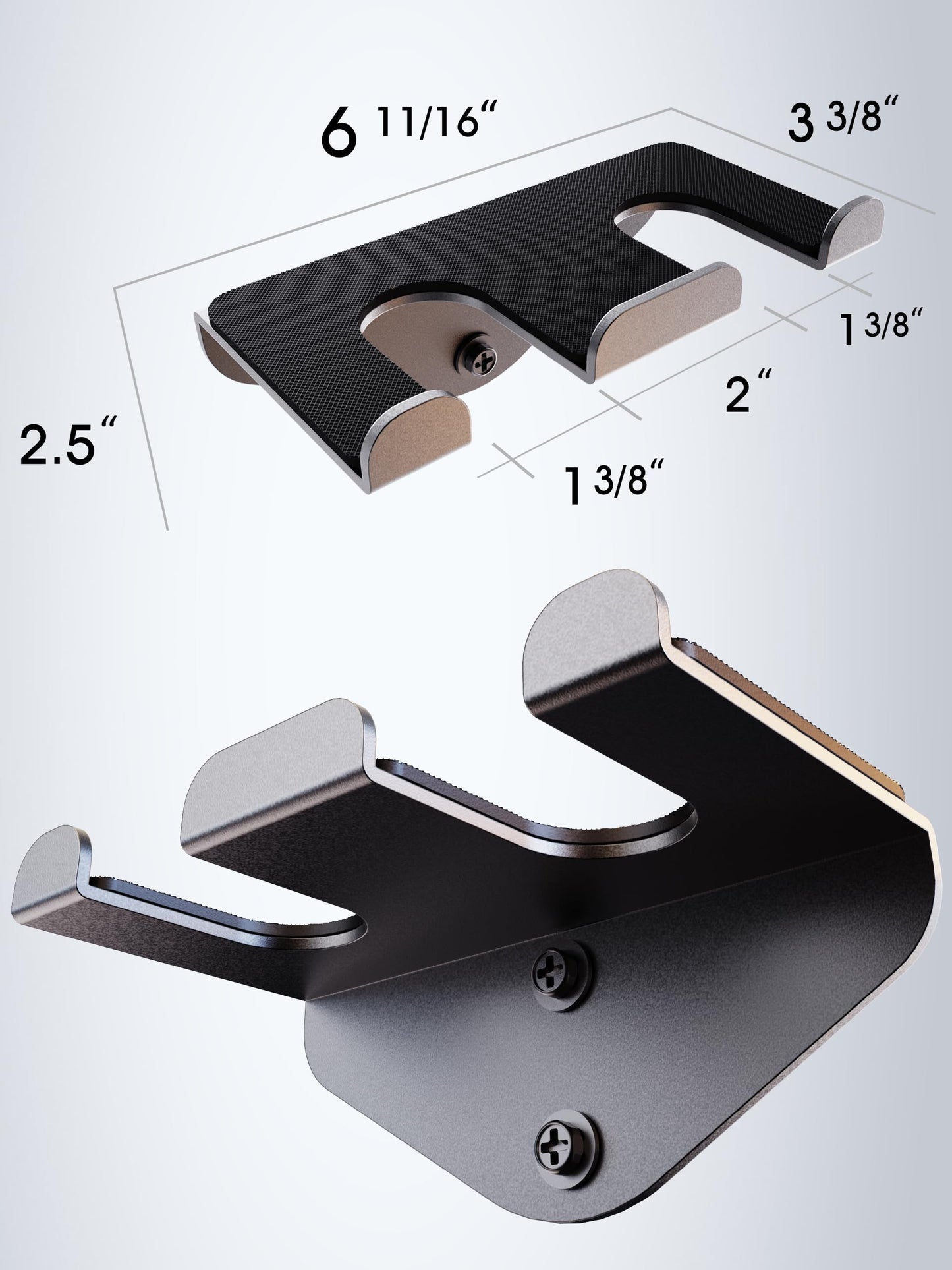 VAIIO Double Olympic Barbell Hanger,Vertical Barbell Mount Rack,Garage Gym Bar Wall Rack,Black Powder Coated,Space Saving Commercial or Home Gym Accessory,Holds Under 33mm Bar Size
