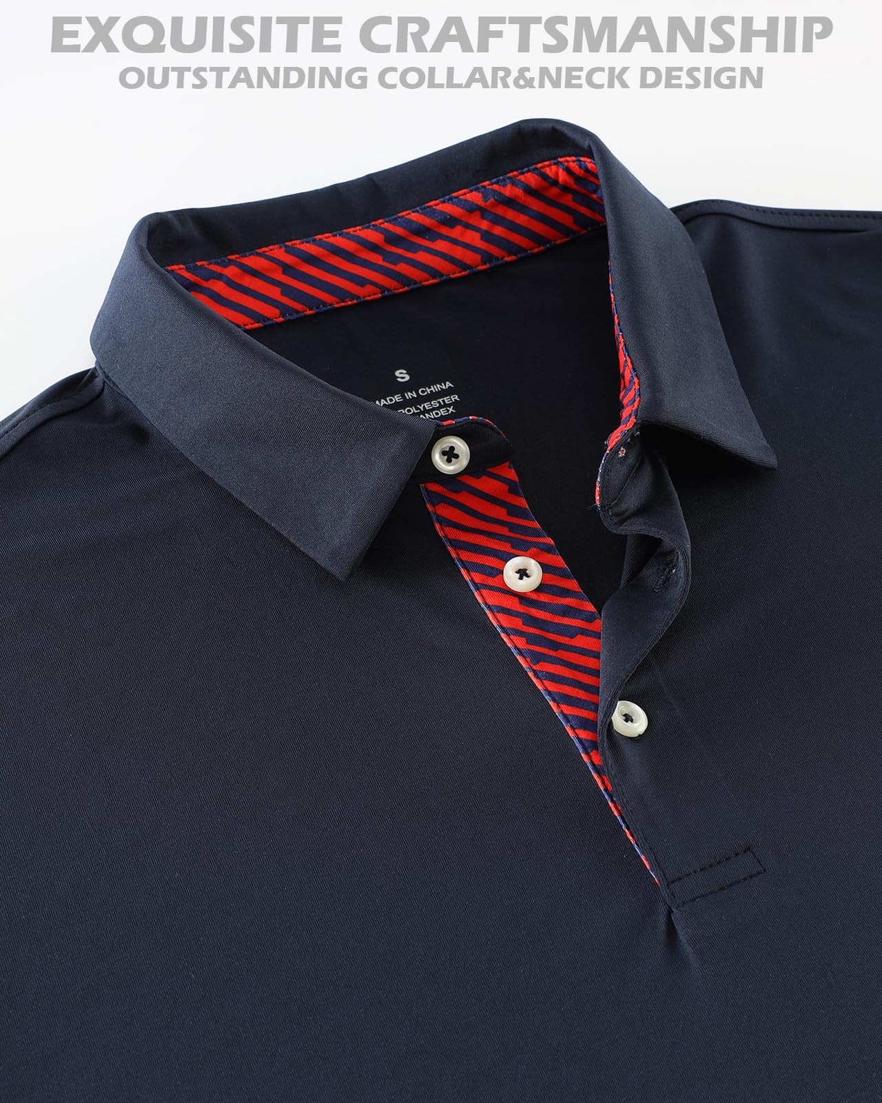 Demucy Men's Golf Polo Shirts Short Sleeve Moisture Wicking Quick Dry Fit Business Casual Performance Sports Shirt Solid Academy Navy M