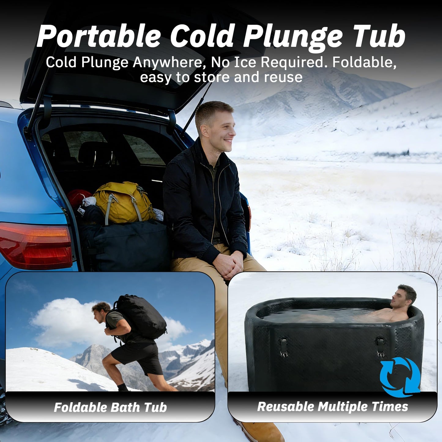 500L Portable Ice Bath Tub with Lid, Large Oval Cold Plunge Tub for Athletes Recovery & Therapy, Durable Inflatable Ice Bath for Full Body Immersion, Professional Cold Tank for Indoor Outdoor Use