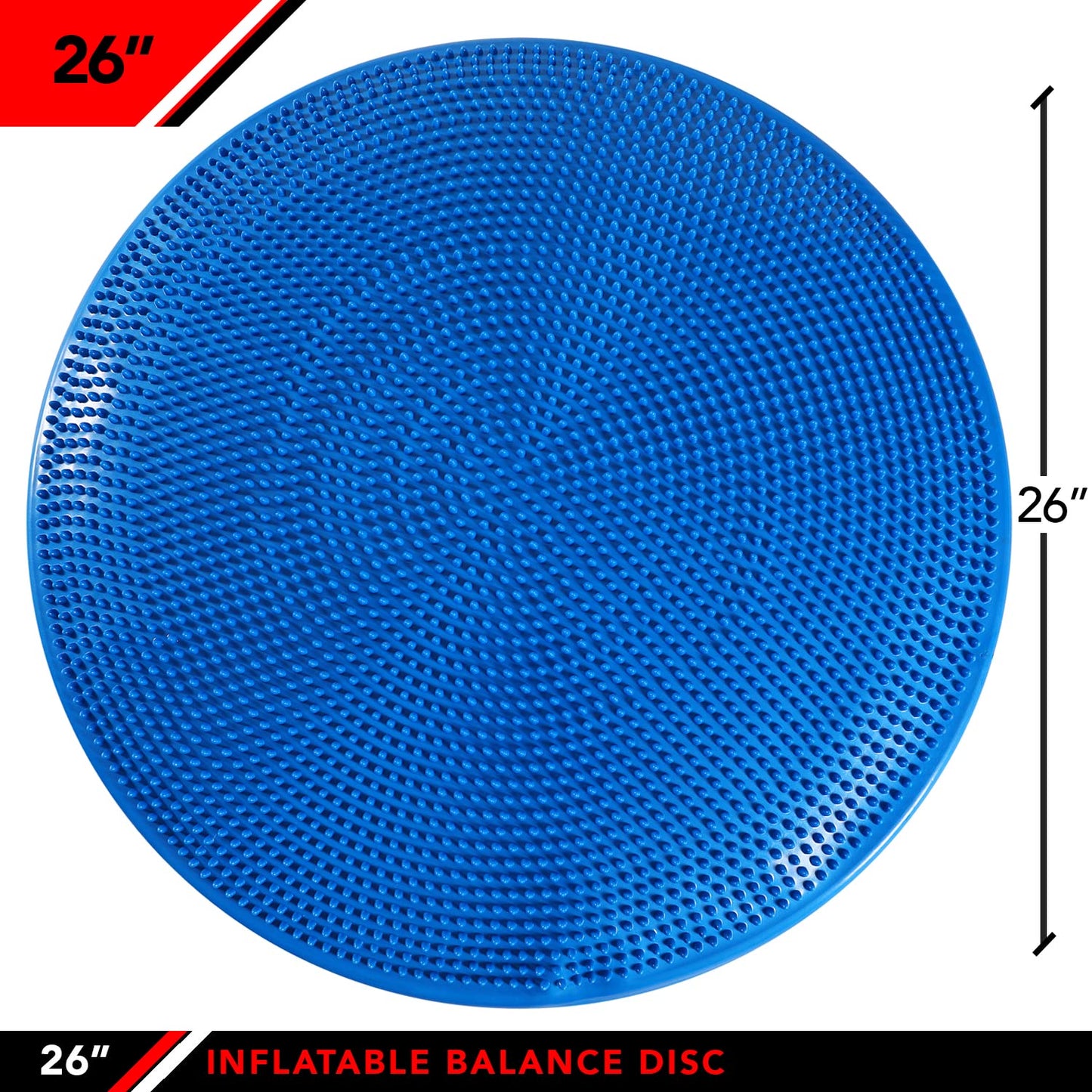 JFIT Inflatable Balance and Stability Disc - LARGE 26" Large Yoga Wobble Cushion Trainer - Core Fitness and Workout Equipment Discs for Home, Office Chair, Ankle Strength and Pet Activity