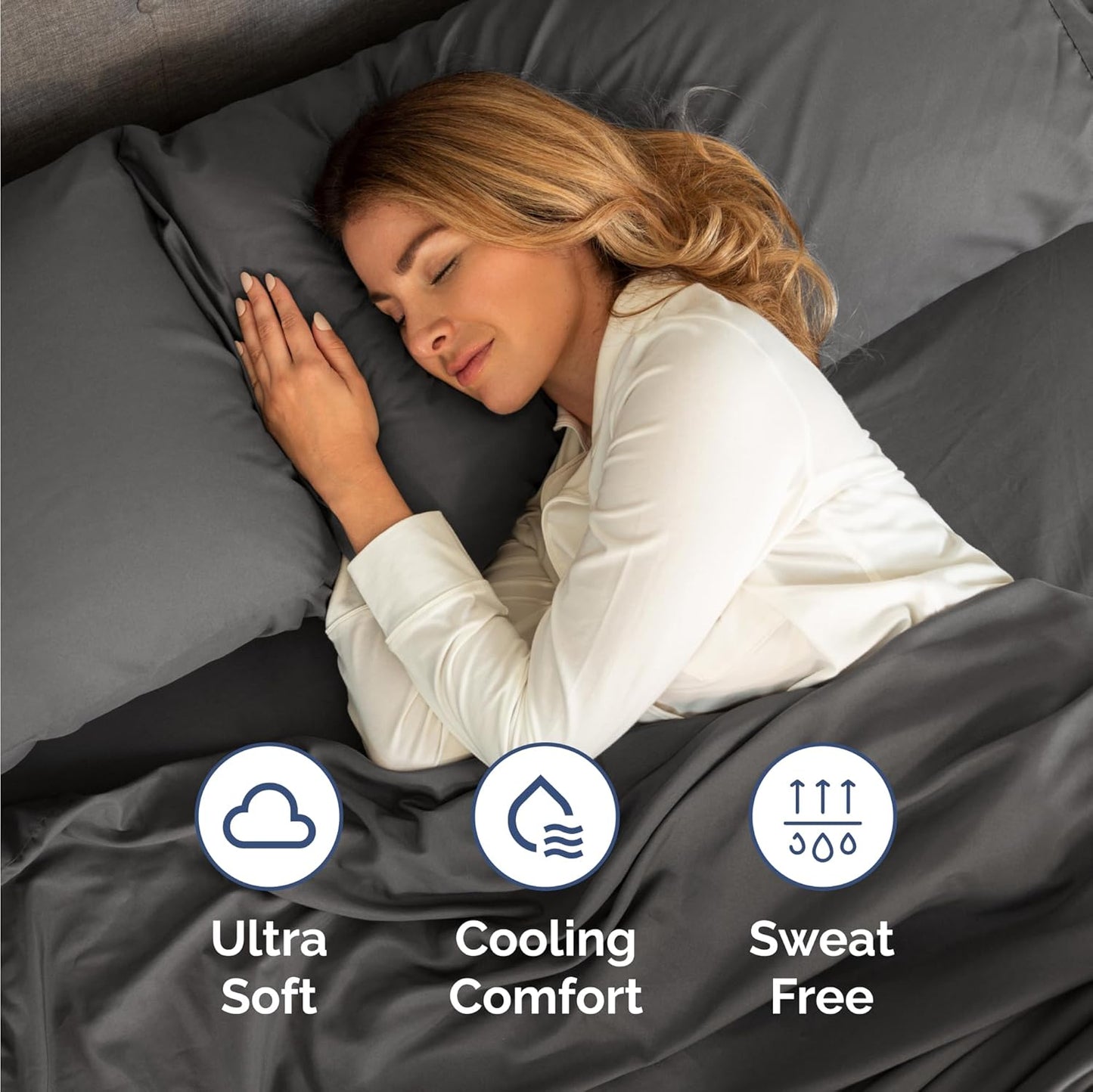 Skiennix Twin Size 3-Piece Sheet Set - Comfy Cooling Bed Sheets - Ultra-Soft, Deep Pockets - Charcoal