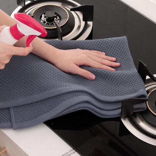 Homaxy 100% Cotton Oversized Waffle Weave Dish Towels - Ultra Soft & Absorbent, 20 x 28 Inches, 8-Pack | Dark Grey