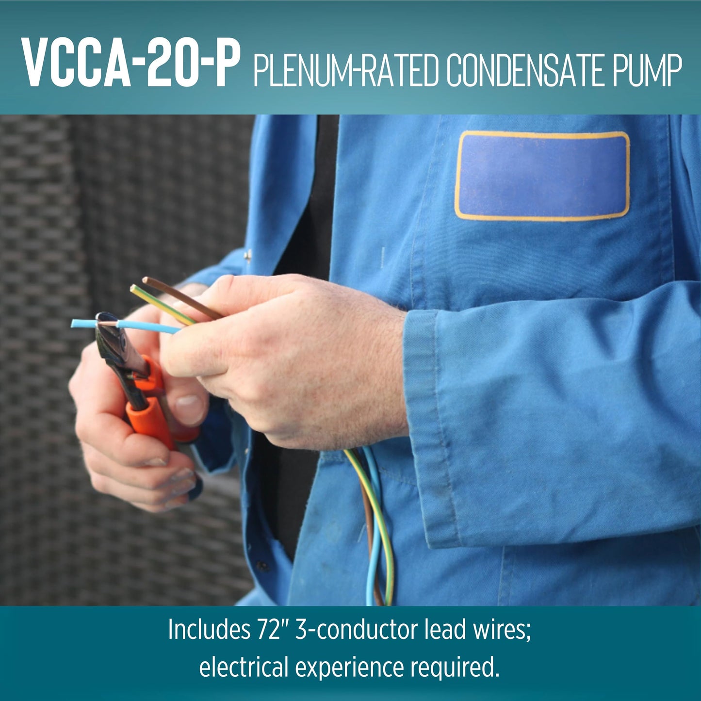 Little Giant VCCA-20-P 115 Volt, 1/30 HP, 80 GPH Low Profile Plenum Condensate Removal Pump, 6-ft. Cord (plug-less), Black, 554221101