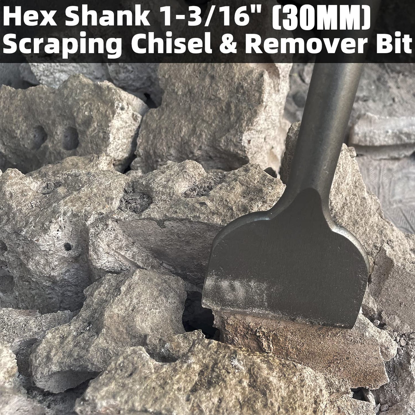 JACKCHEN 4 Inch Wide Tile & Removing Tile and Stone Chisel for hex.30mm Demolition Jack Hammers, 16 Inch Long, Alloy Steel Construction, 4" x 16" Chisel Bit for Demolition Concrete Breaker