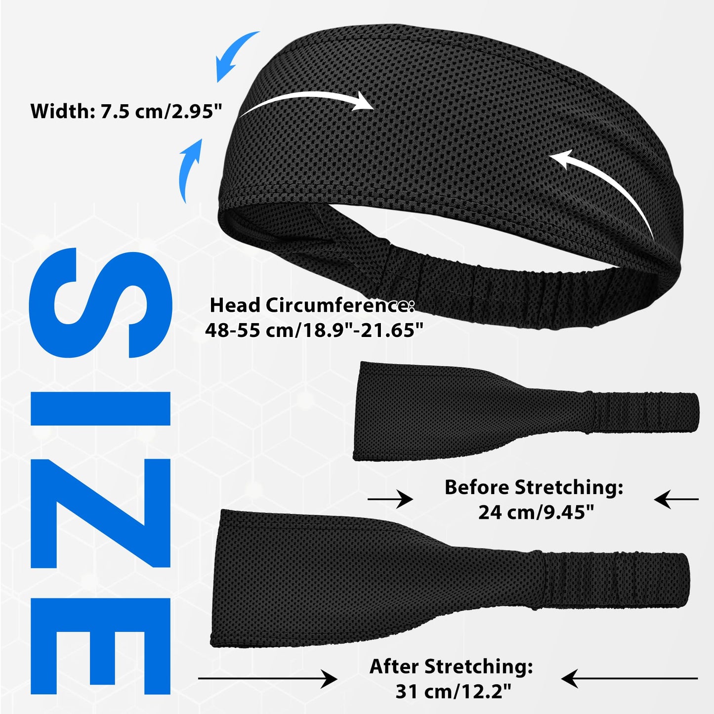 Sukeen Cooling Headbands for Women 4 Pack, Instant Cooling, Moisture Wicking Non-Slip Sweatbands for Women, Elastic Sweat Bands Headbands for Running Yoga Gym Athletic Sports Workouts, Black