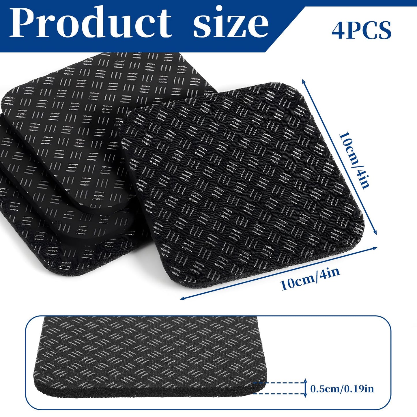 Treadmill Mat Pads, 4 PCS Non-Slip Walking Pad Mats Rubber Foam Stationary Bike Mats Noise Reduce Shocking Absorber Treadmill Mat for Exercise Bike Treadmills Carpet Hardwood Floors Protection, Black