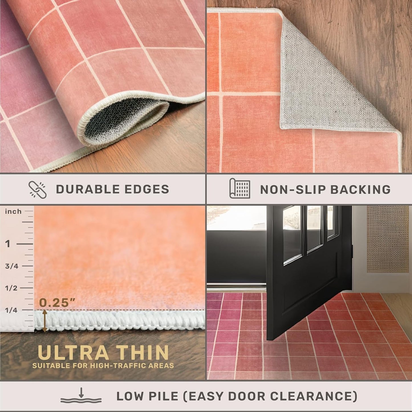 Skiennix Mid Century Modern Ombre Rug - Colorful 6x9 Washable Area Rug for Living Room & Nursery