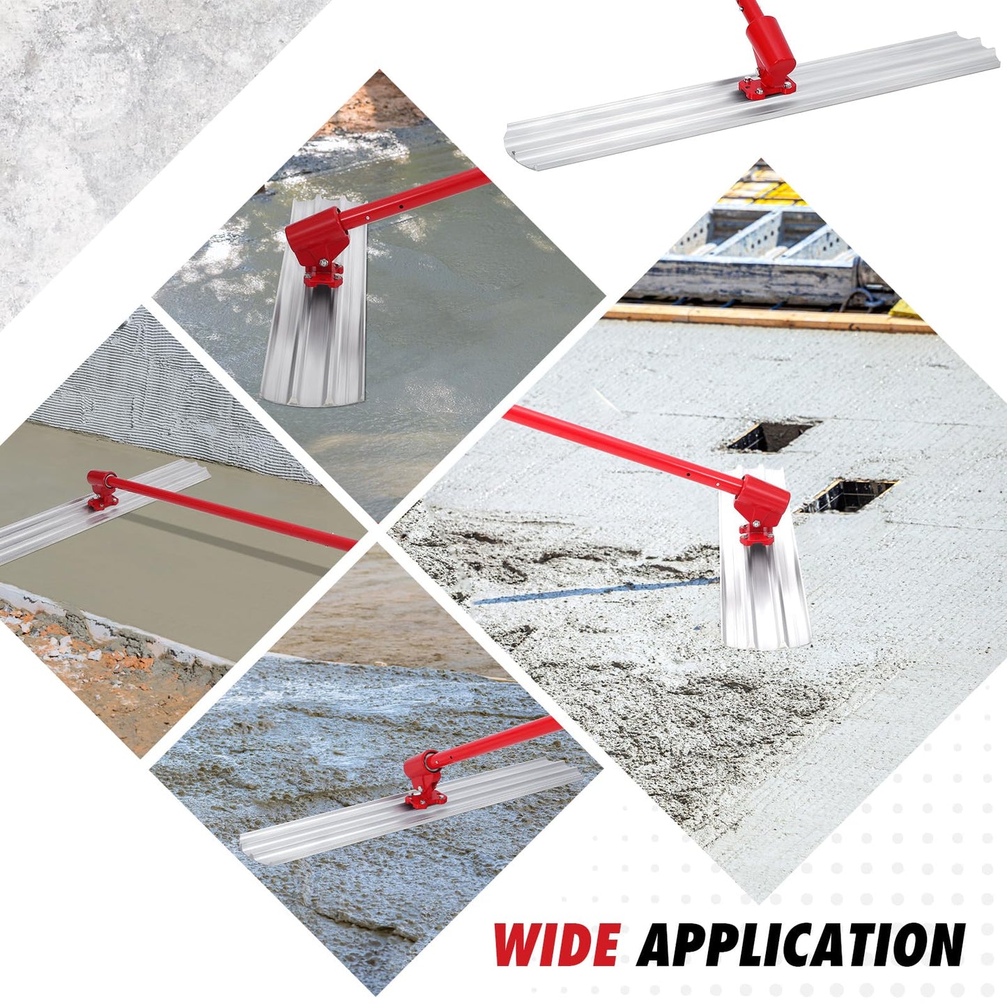 48"x8" Bull Float Kit Magnesium Bull Float for Concrete Finishing Heavy-Duty Cement Smoothing Tool With 4 Float Handle Bracket