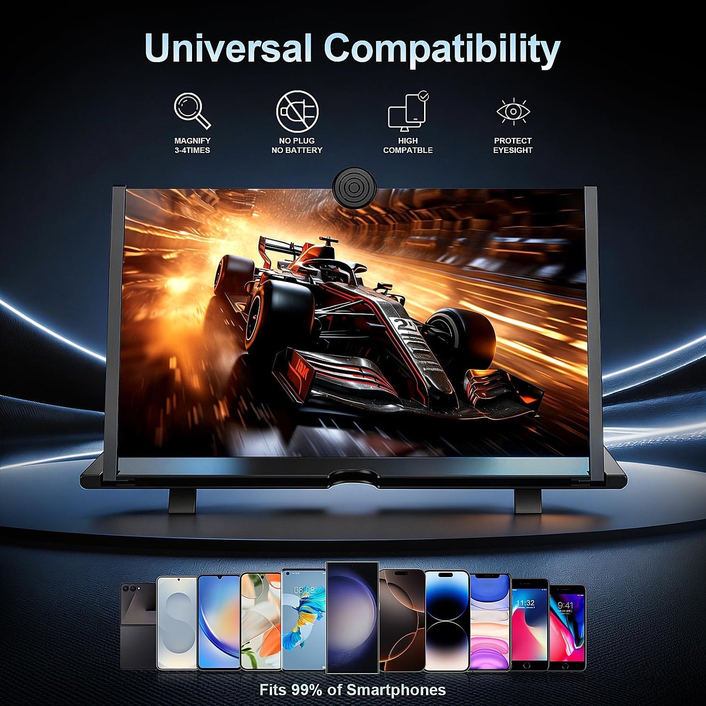 12" 3D Smartphones,12 inches for Mobile Phone Screen Magnifier HD Projector Screen for Movies, Videos, Foldable Stand