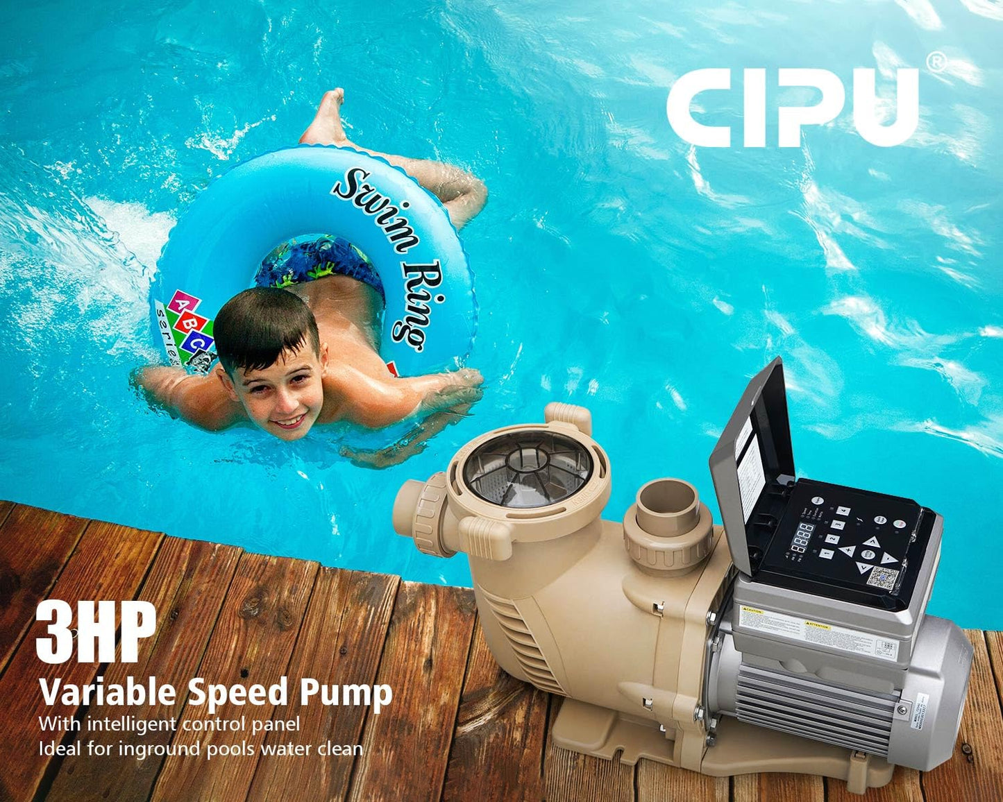 CIPU Variable Speed Pool Pump 3HP High Performance with Intelligent Control Easy operation and Energy Saving for All-Weather Clean Swimming Pools Water Filter System Replacement 230V