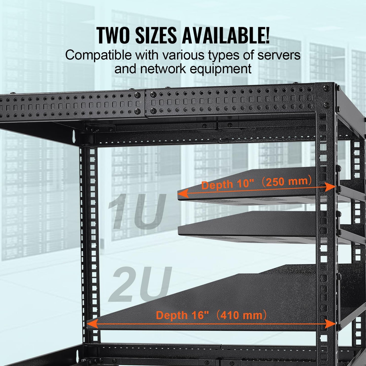 VEVOR 2PCS 1U Server Rack Shelf, Universal Vented Rack Mount Cantilever Tray for 19 inch Network Equipment Rack & Cabinet, 10" Deep Rack Mount Shelf, Weight Capacity 50 lbs Wall Mount Rack Shelf