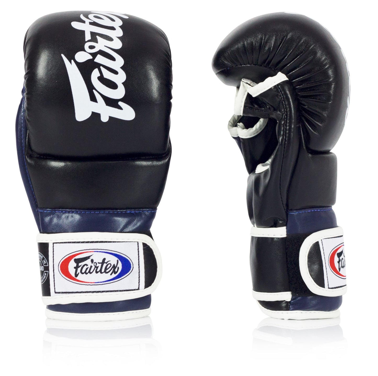 Fairtex FGV18 Muay Thai Boxing Gloves for Men, Women & Kids| MMA Gloves for Martial Arts|Made from Premium Quality Leather, Light Weight & Shock Absorbent Boxing Gloves-Medium, Black/Blue