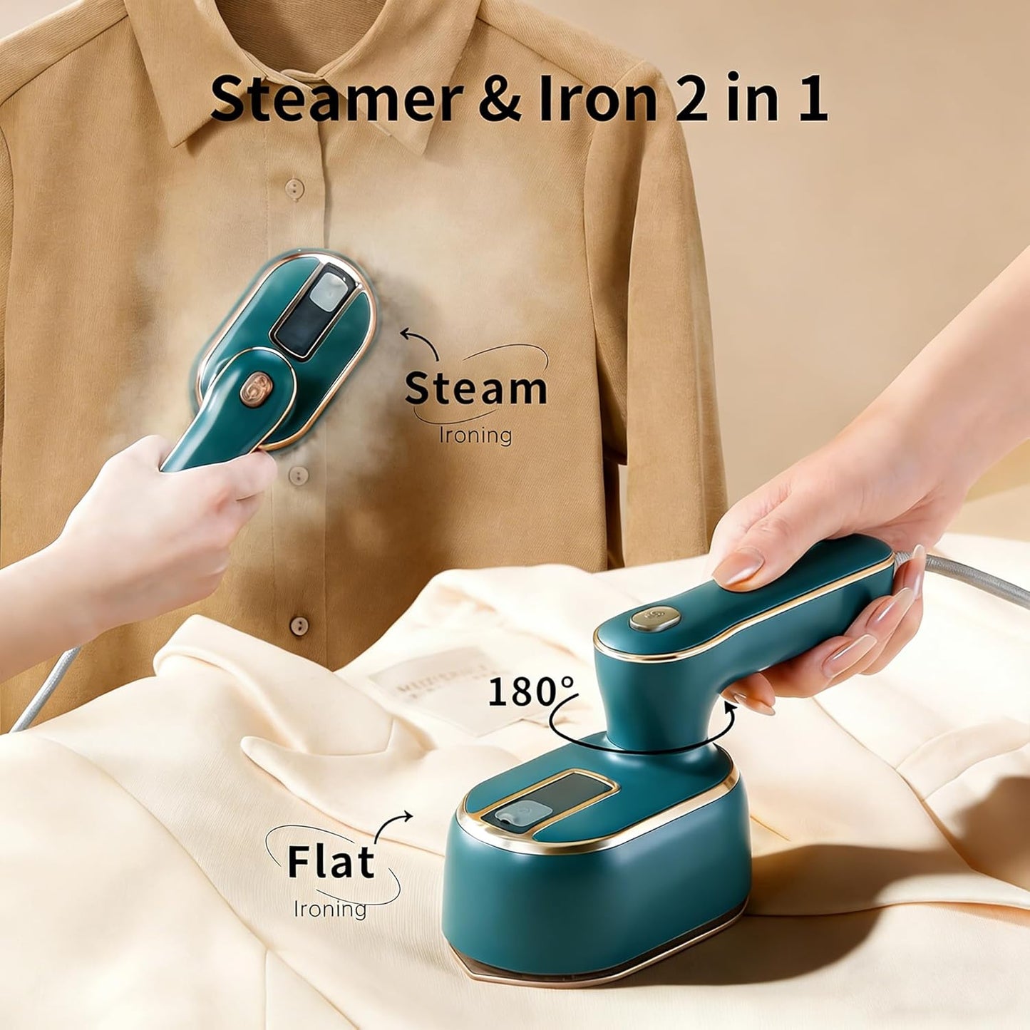 Skiennix Travel Steamer | 1000W Compact Mini Iron for Wrinkle Removal - Perfect for Home & Travel