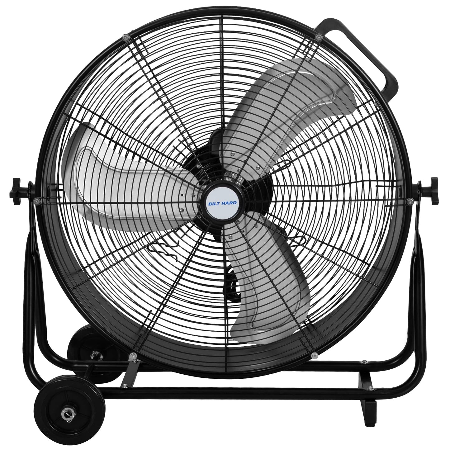 BILT HARD 24" 8100 CFM High Velocity Drum Fan, 3 Speeds Heavy Duty Tilt Metal Floor Shop Fan, Commercial Industrial Use for Garage, Factory, Warehouse, Black