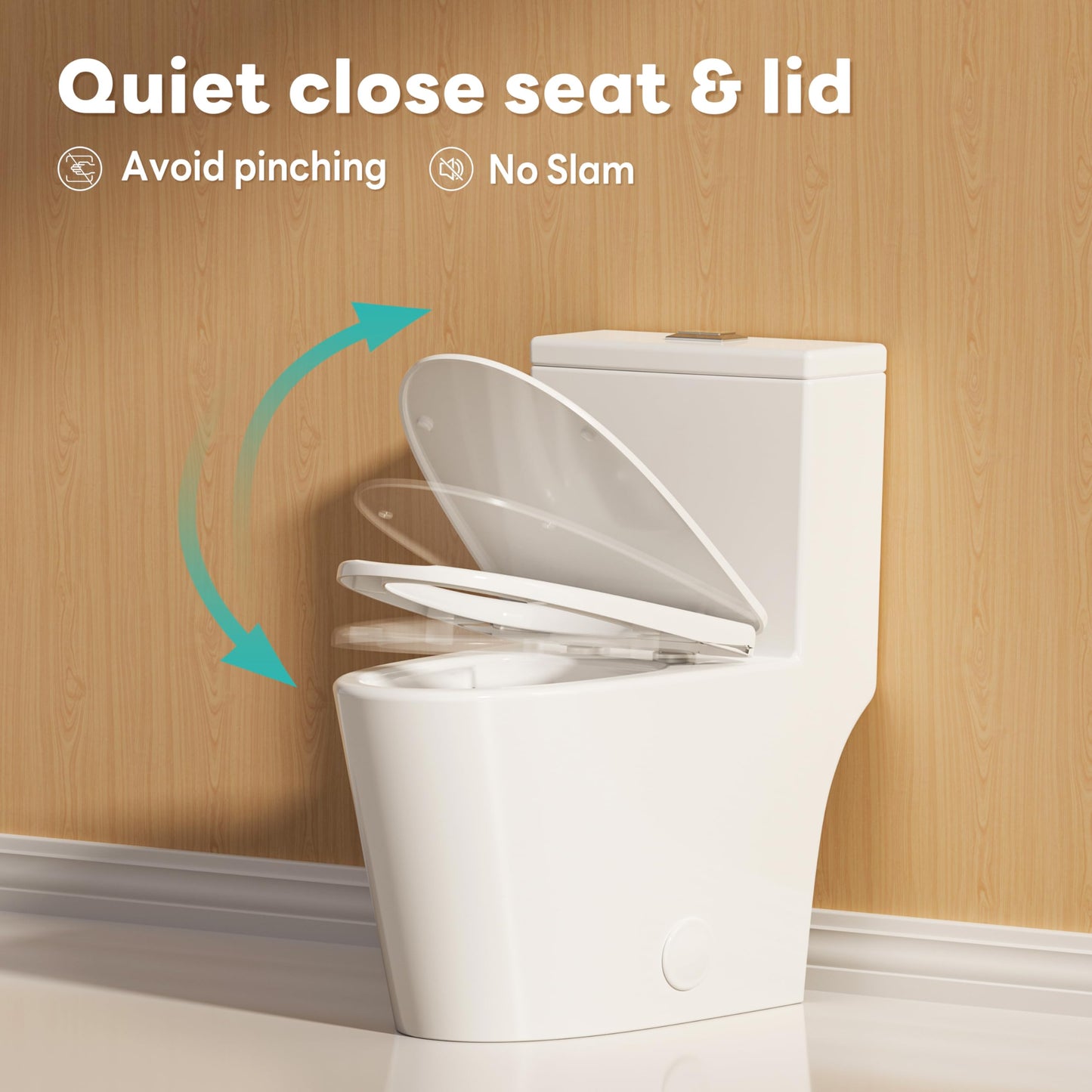 Casta Diva Elongated One Piece Toilet with 17" ADA Comfort Height Seat Modern Compact Toilet for Bathroom, Dual Flush 0.9/1.28GPF and MAP 1000g, 12'' Rough-in, Standard White Bowl