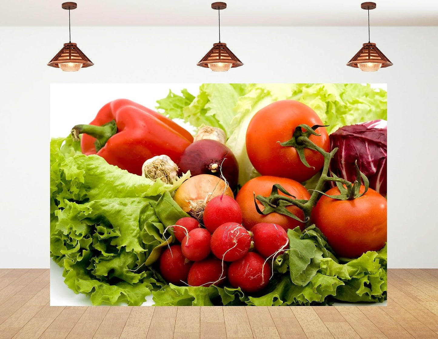 KeyWork 10x10ft Fresh Vegetable Backdrop Farm Produce Photography Background for Party Food Themed Cooking Events