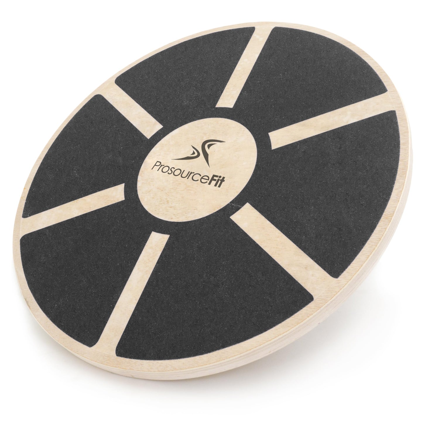 ProsourceFit Wooden Balance Board Non-Slip Wobble Core Trainer 15.75in (39.5cm) Diameter with 360 Rotation for Stability Training, Full Body Exercises, Physical Therapy, Black