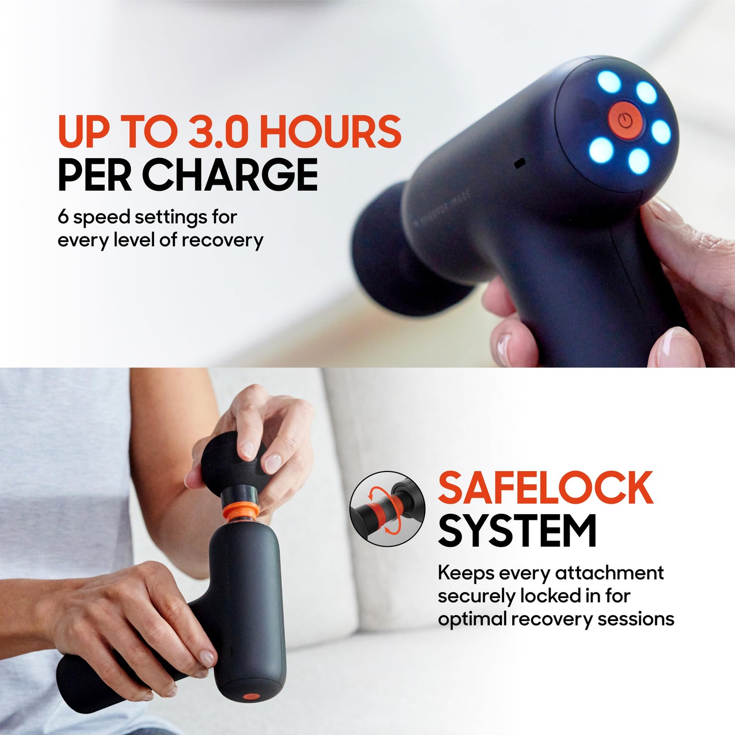 Sharper Image PowerBoost Core Mini Massage Gun [2026 Version] Deep Tissue Percussion Massager with 6 Speeds for Back & Full Body Muscle Pain Relief, Portable with 4 Attachments & Carry Pouch