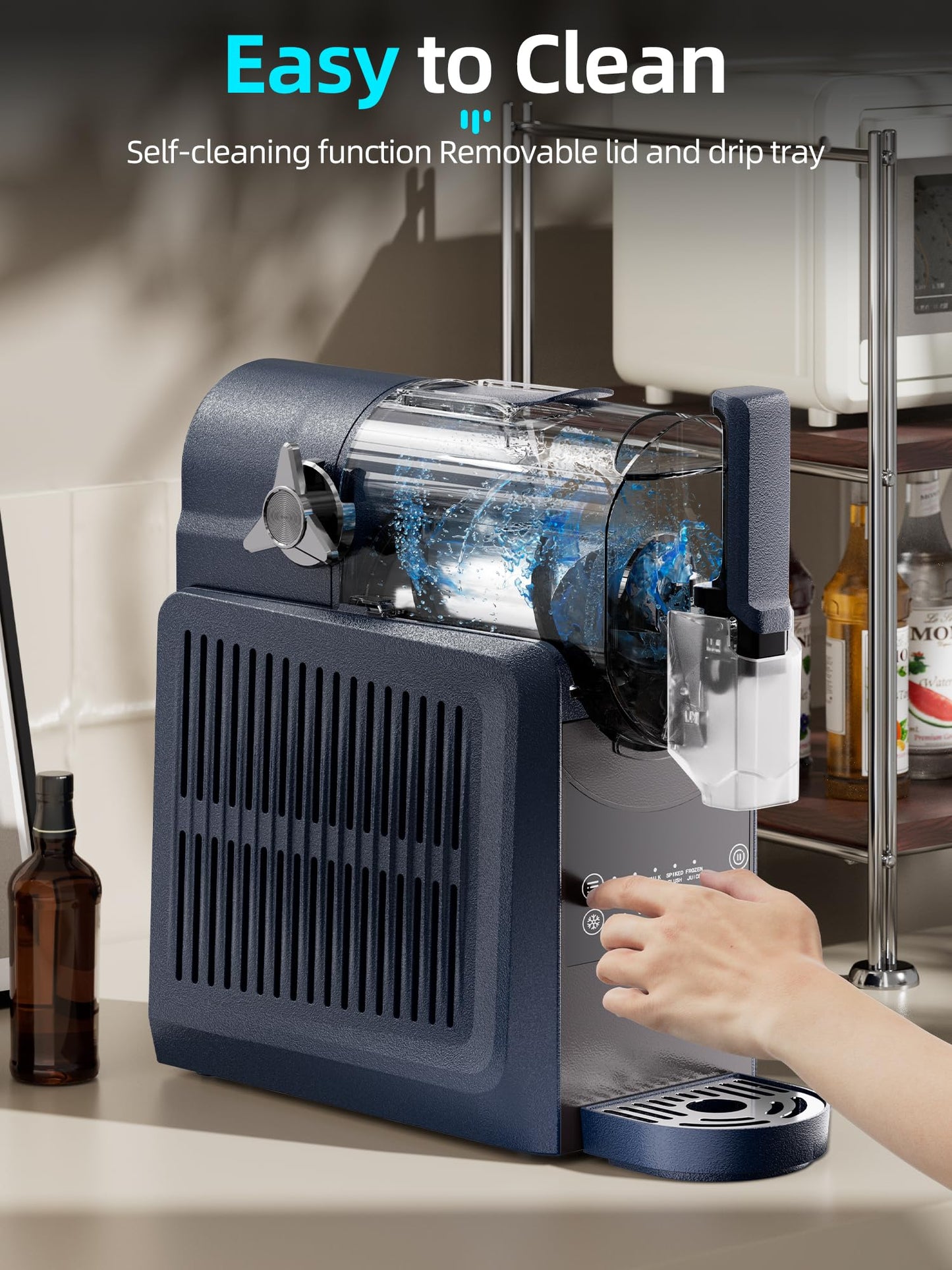VNN Slushie Machine - 92 oz Slushy Machine for Home No Ice Needed, Frozen Drink & Slushie Machine, 5 Preset Programs, Auto-Clean, Suitable for Margaritas, Smoothies, Milkshakes, Blue