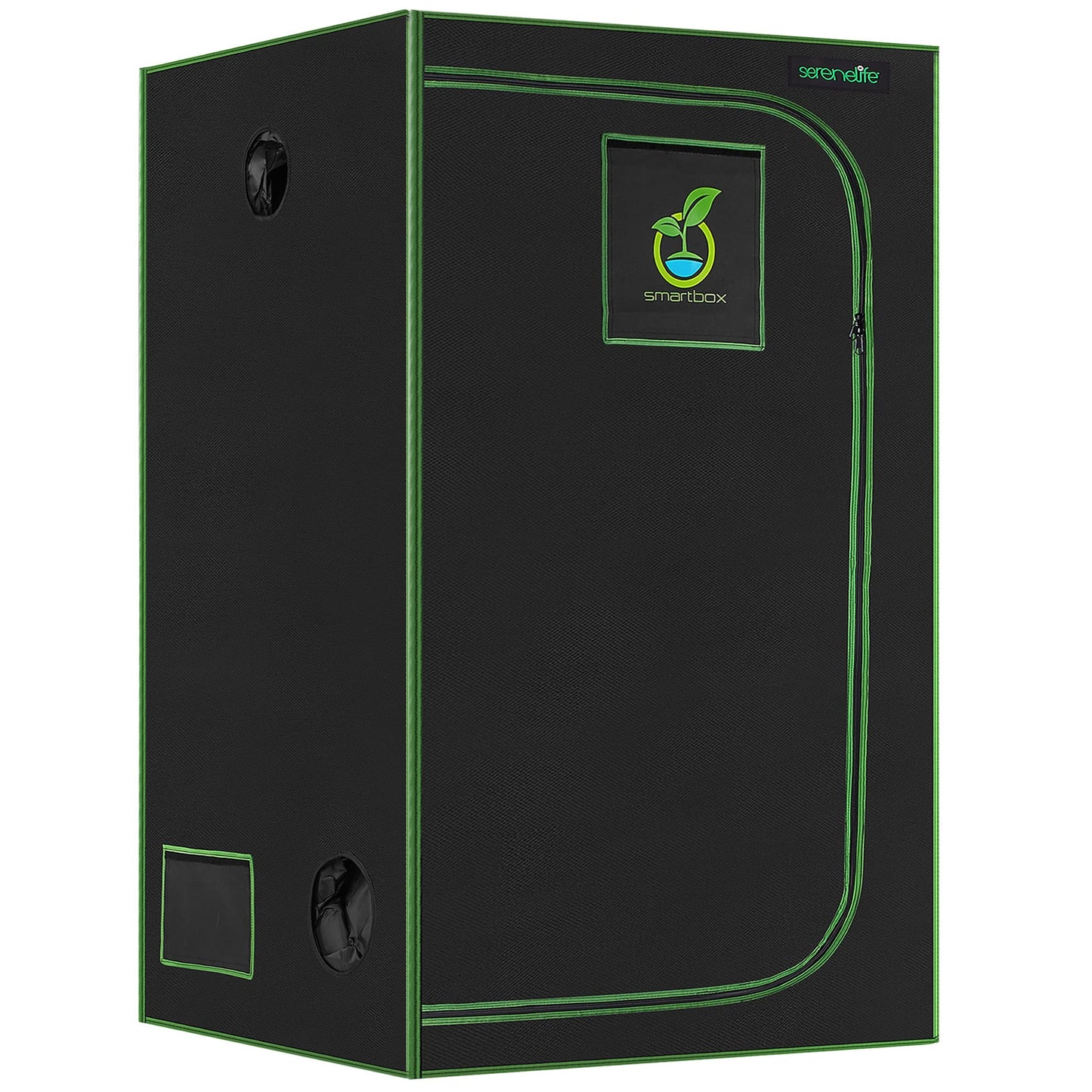 SereneLifeHome Medium Hydroponic Grow Tent Garden-48'' x 48'' x 80'' Indoor Plant Growing System w/Durable Reflective 600D Mylar,Observation Window-Includes Removable Floor Tray,Black,Green,SLGT48M