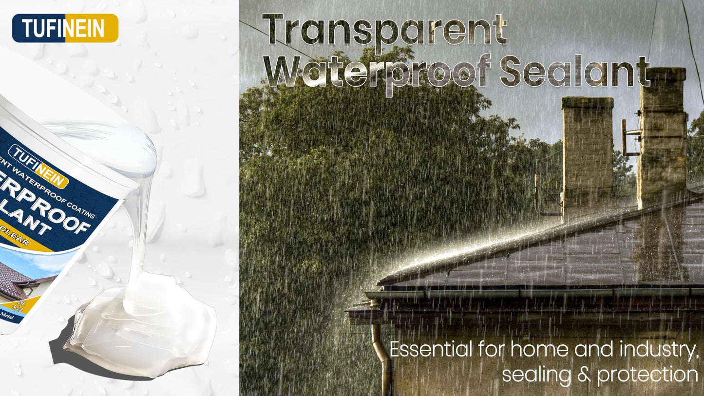 Waterproof Sealant 5 Gallon Clear, TUFINEIN Transparent Waterproof Coating Water-Based Invisible Agent Roofs, Walls, Garden, Terraces Indoor & Outdoor