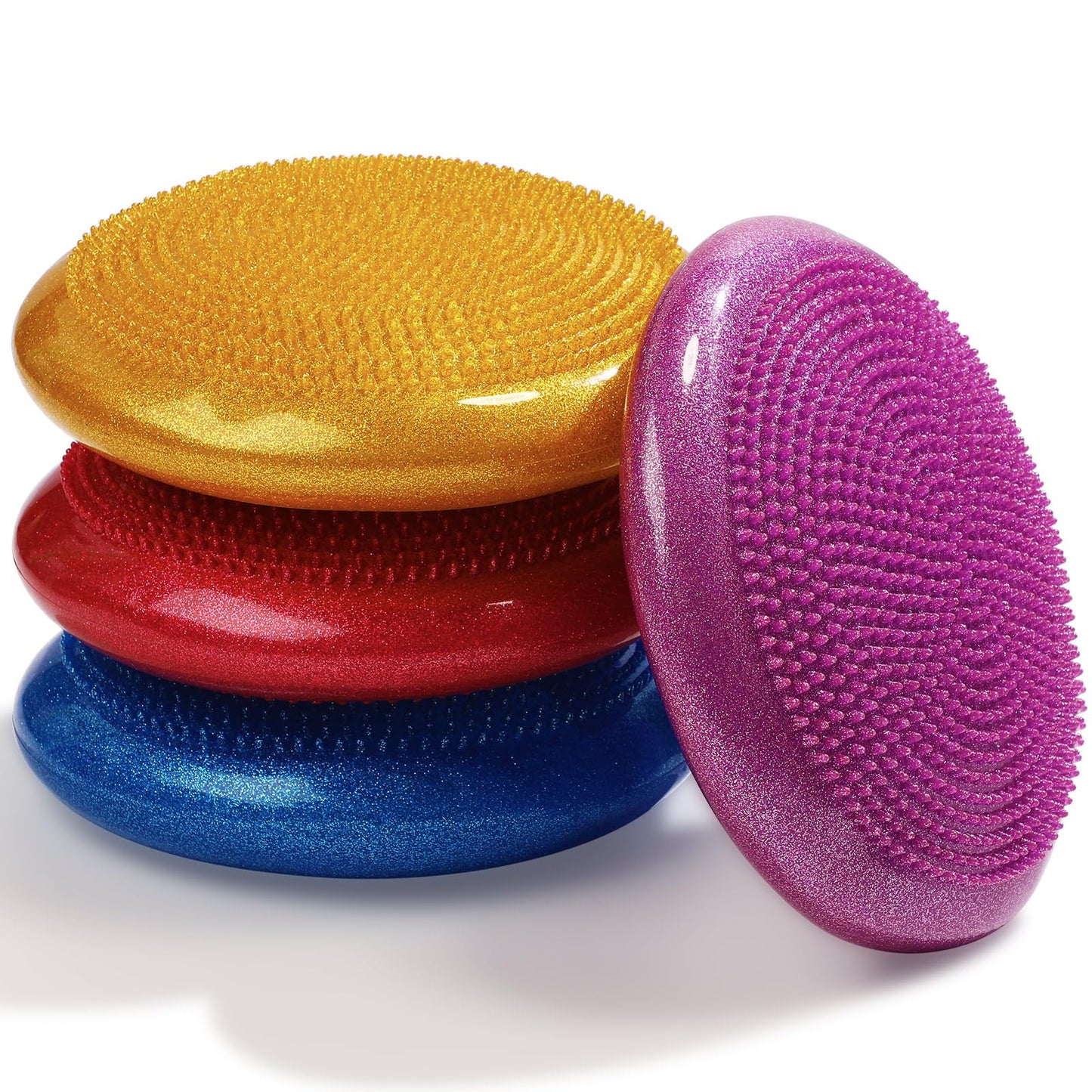 Libima 4 Pcs Glitter Wiggle Seat for Sensory Kids Inflated Wobble Cushion Sensory Seat Flexible Seating for Classroom Elementary, Balance Disc for Kids Adult Office Home