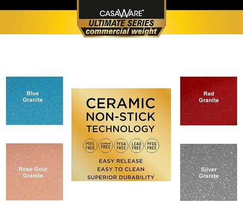 CasaWare 11x9 Toaster Oven Baking Pan - Ultimate Series Commercial Weight | Non-Stick Ceramic, Silver Granite